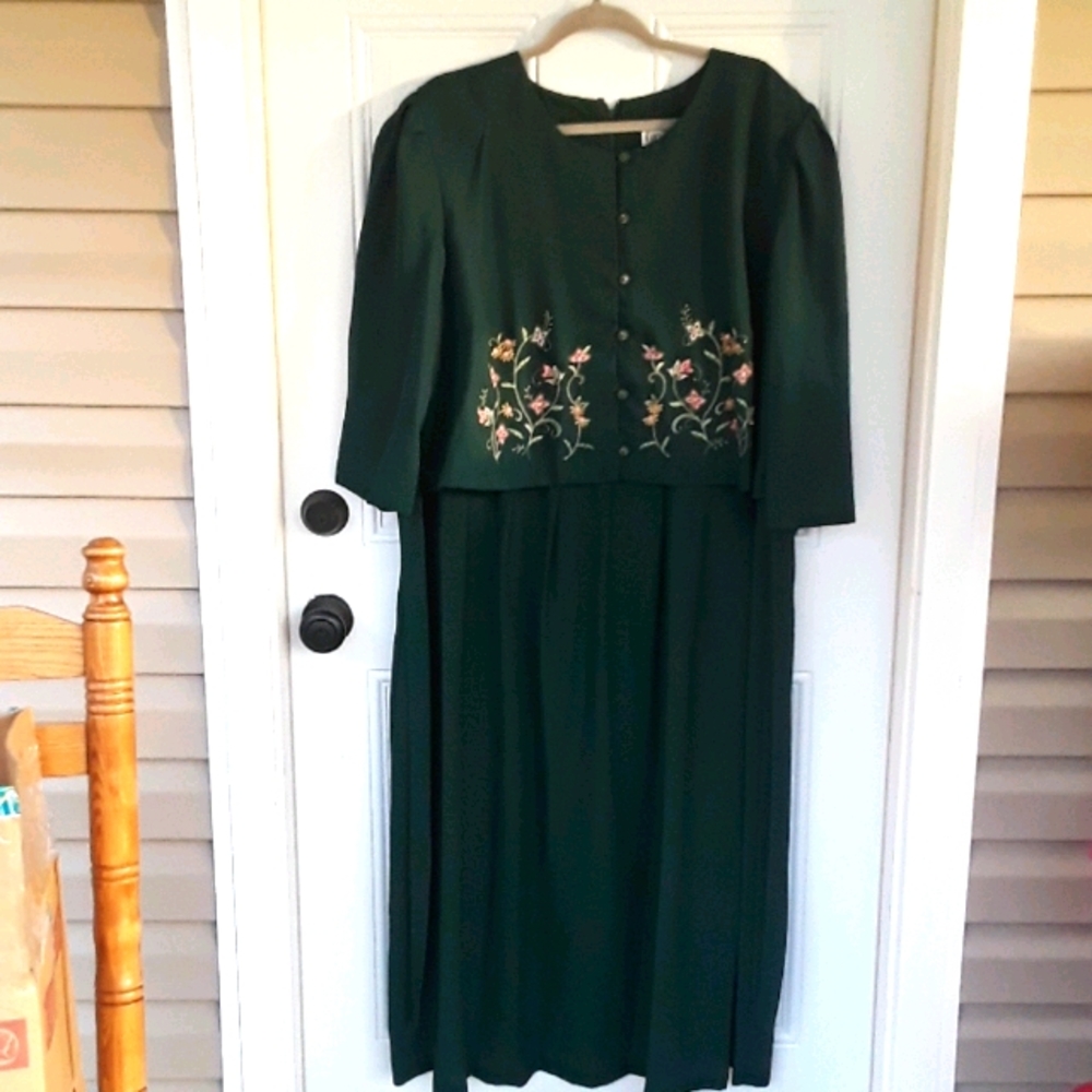 Dark Green Midi Dress by Kari's Korner